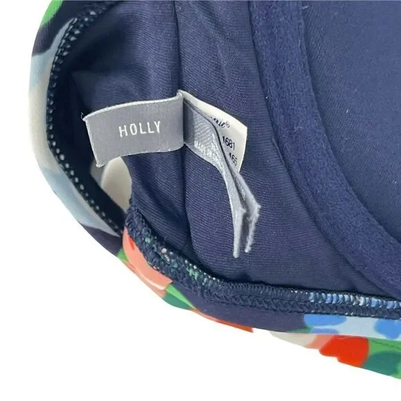 Aerie Bikini Top Holly Blue Floral Strapless Underwire Size 34B Bow Swimwear - Picture 8 of 8